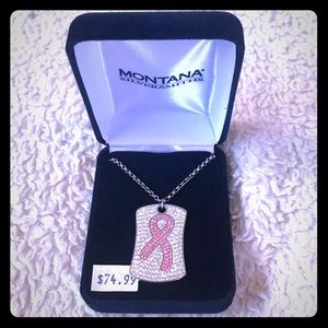 Pink ribbon 🎀 dog tag necklace
